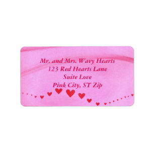 Wave of Red Hearts On Pink Address Labels
