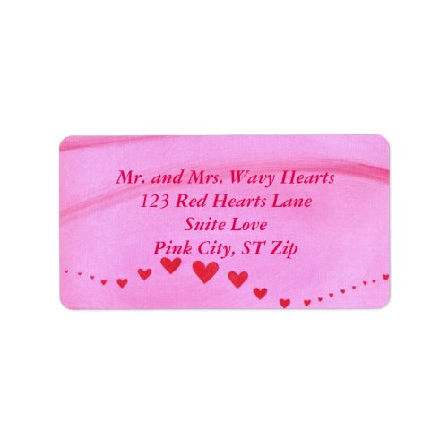 Wave of Red Hearts On Pink Address Labels