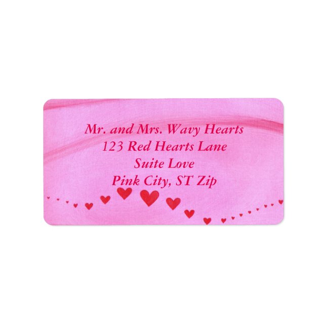 Wave of Red Hearts On Pink Address Labels (Front)