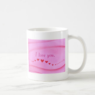 Wave of Red Hearts on Pink, I love you mug