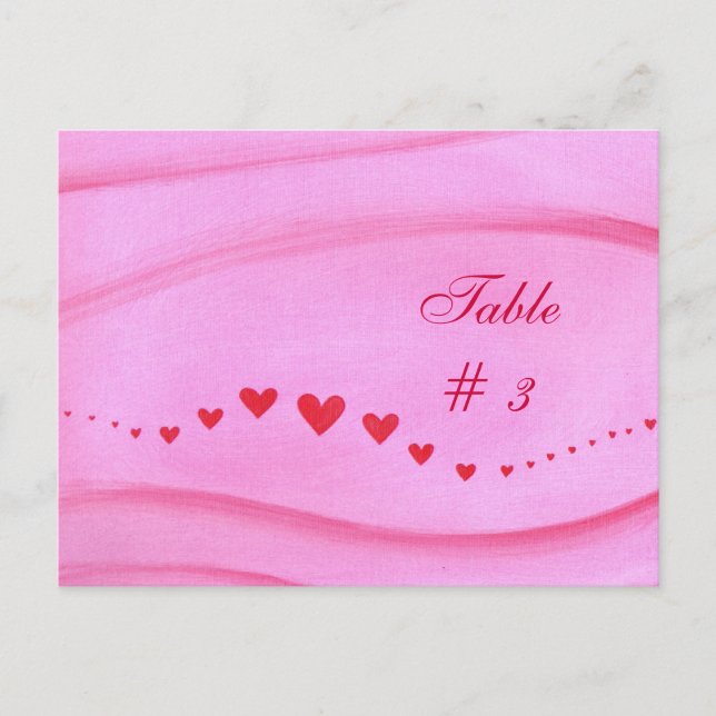 Wave of Red Hearts Table Number Postcards (Front)