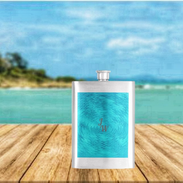 Wave of Turquoise- Classic Flask (The eye-catching, design of this Wave Of Turquoise Flask, really sets an Island mood!)