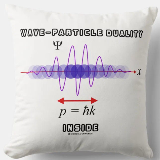 Wave-Particle Duality Inside Uncertainty Principle Throw Pillow (Physicists and physics major will enjoy this throw pillow featuring "Wave-Particle Duality Inside")