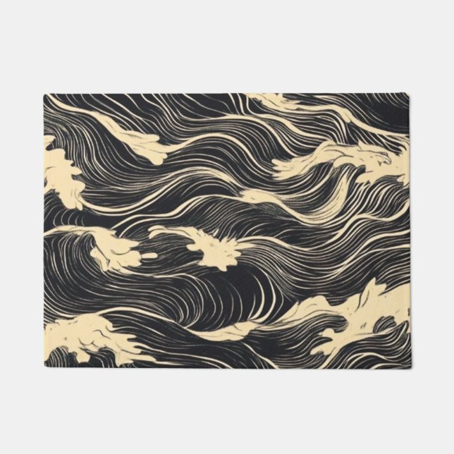 Wave Pattern Coastal Style Doormat (Front)