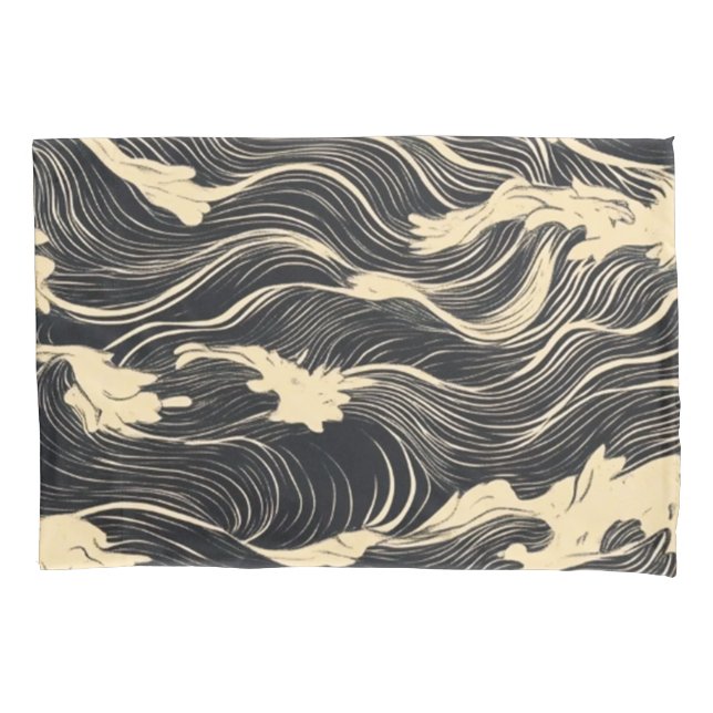 Wave Pattern Coastal Style Pillow Case (Front)