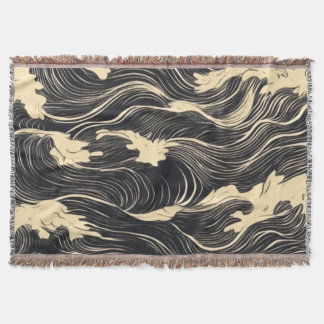 Wave Pattern Coastal Style Throw Blanket