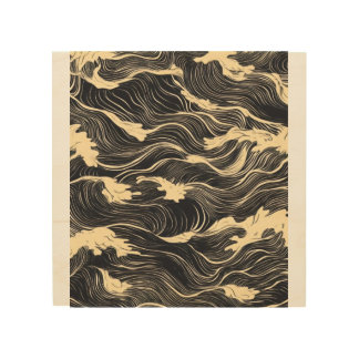 Wave Pattern Coastal Style Wood Wall Art