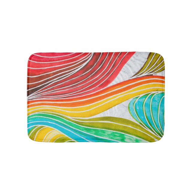 Wave Pattern Drawn By Watercolor Paints Bath Mat (Front)