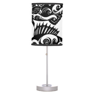 Wave Pattern Fish Silhouettes Table Lamp