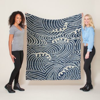 Wave Pattern  Japanese Design Fleece Blanket by Wagaraya at Zazzle