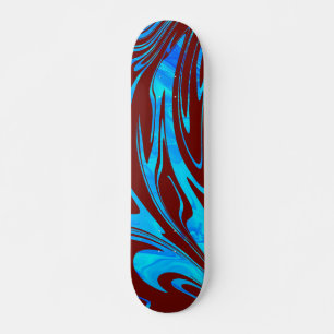 Wave Pattern Red and Blue  Skateboard