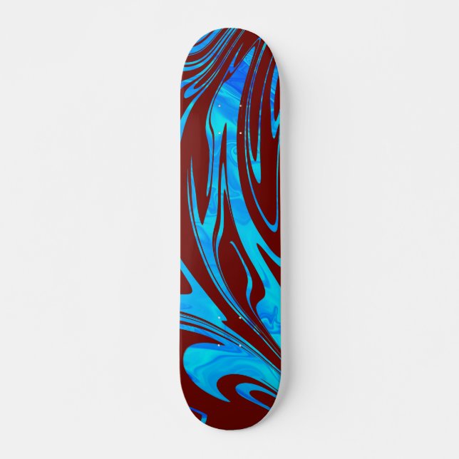 Wave Pattern Red and Blue  Skateboard (Front)