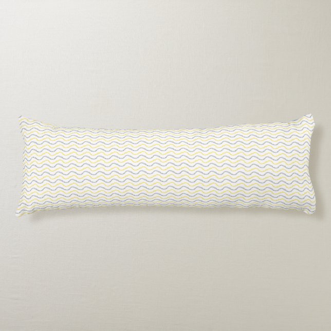 Wave Pattern Yellow & Gray Body Pillow (Front)