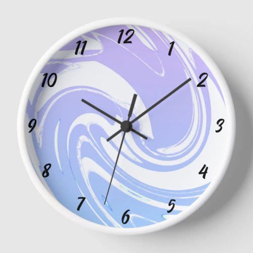 Wave Patterns Blue Purple White Colorful Cute Clock