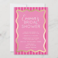 Wave Pink Hot Pink Stripe Bridal Shower
