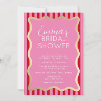 Wave Pink Red Stripe Bridal Shower