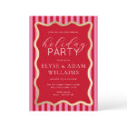Wave Red Pink Stripe Christmas Holiday Party