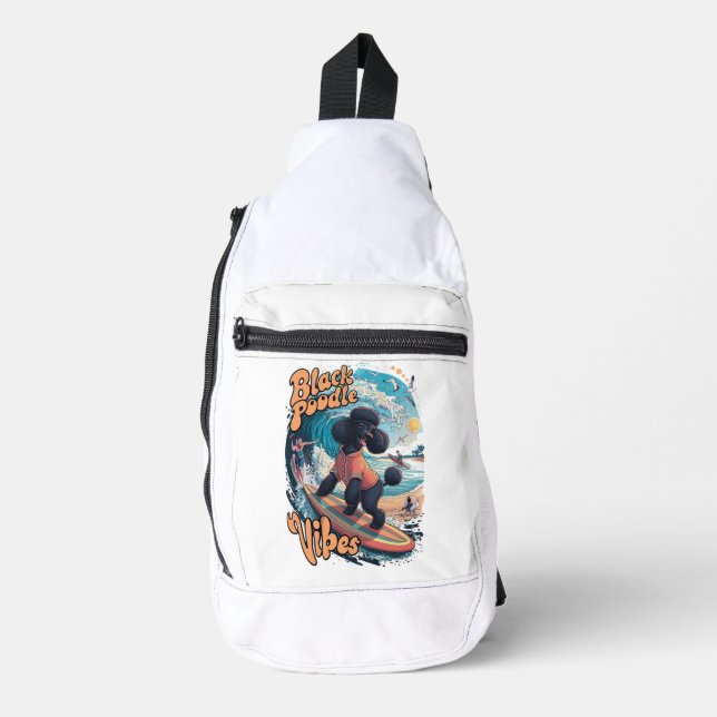  Wave Rider: A Black Poodles Surfing Adventure Sling Bag (Front)