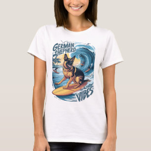 Wave Rider: A German Shepherd Surfing T-Shirt
