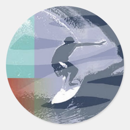 wave rider classic round sticker