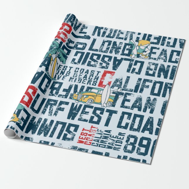 Wave rider west coast California surfing team grun Wrapping Paper (Unrolled)