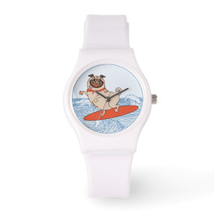 Wave riding happy pug dog on surfboard   watch