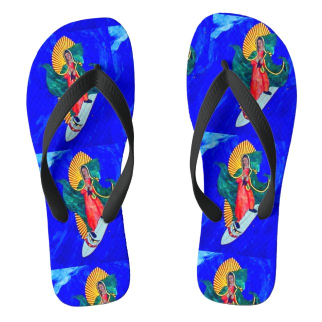 wave riding nun blue flip flops (Footbed)