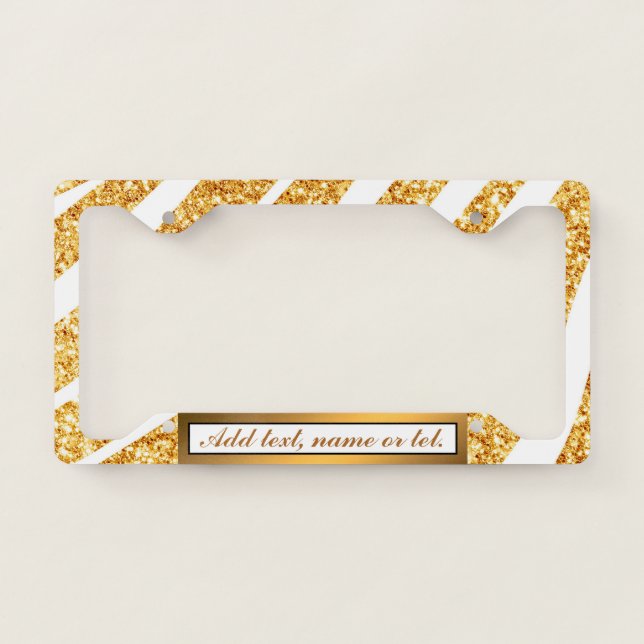 Wave Sea Gold Glitter Boho Popular Collection License Plate Frame (Front)