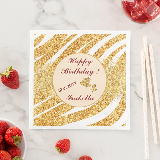 Wave Sea Gold Glitter Boho Popular Collection Paper Dinner Napkins (Insitu)