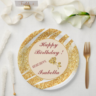Wave Sea Gold Glitter Boho Popular Collection Paper Plates