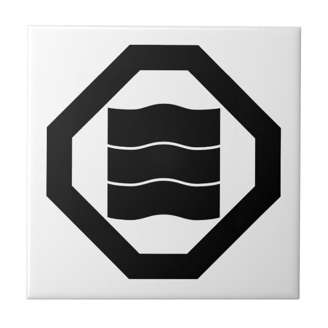 Wave-shaped Kanji characters for three in Oshiki Tile (Front)