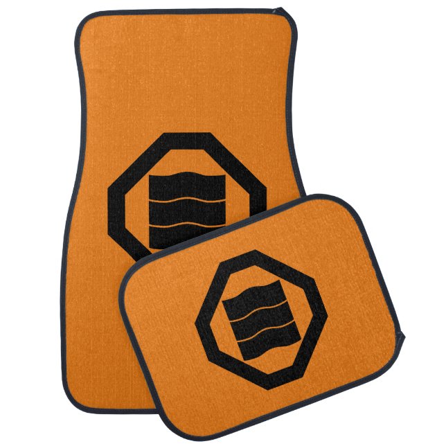 Wave-shaped kanji characters for three on tray car floor mat (Set)
