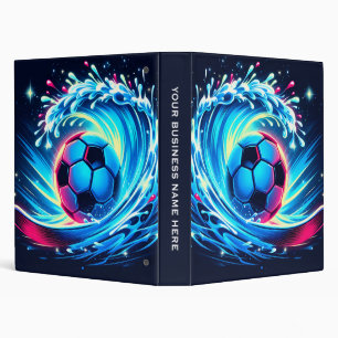 Wave Soccer Ball Futuristic Ocean Football Surf 3 Ring Binder