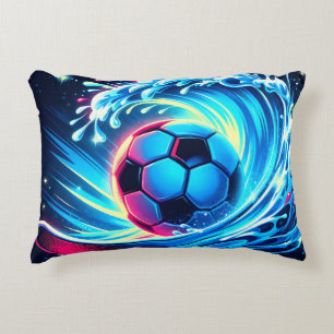 Wave Soccer Ball Futuristic Ocean Football Surf Accent Pillow