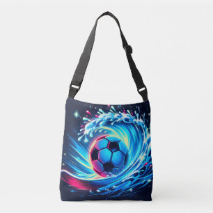 Wave Soccer Ball Futuristic Ocean Football Surf Crossbody Bag