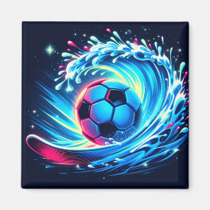 Wave Soccer Ball Futuristic Ocean Football Surf Magnet