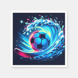 Wave Soccer Ball Futuristic Ocean Football Surf Napkins