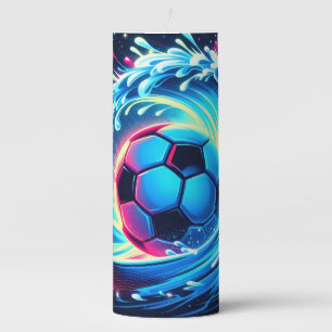 Wave Soccer Ball Futuristic Ocean Football Surf Pillar Candle