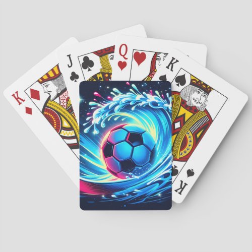 Wave Soccer Ball Futuristic Ocean Football Surf Poker Cards