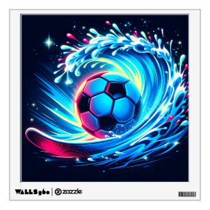 Wave Soccer Ball Futuristic Ocean Football Surf Wall Decal