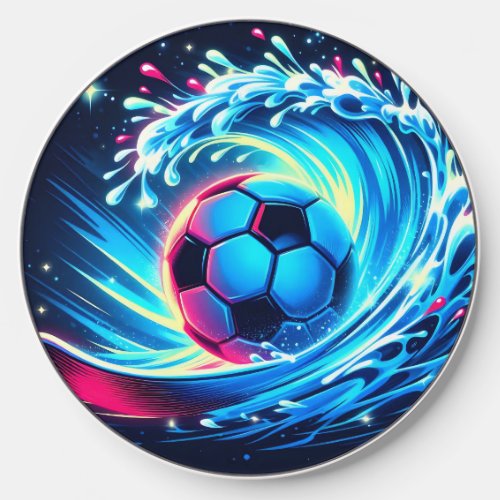 Wave Soccer Ball Futuristic Ocean Football Surf Wireless Charger