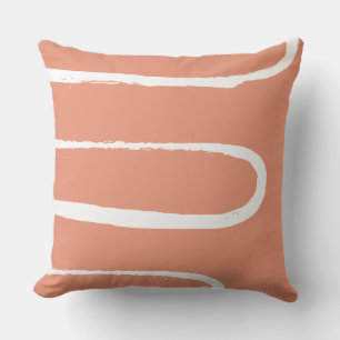 Wave Soft Salmon Orange Throw Pillow