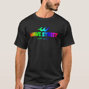 Wave Street Classic Rainbow Waves Beach Surf Shop T-Shirt