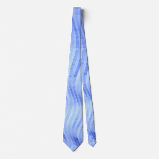 Wave Striped Geometric Artsy Blue Tie (Front)