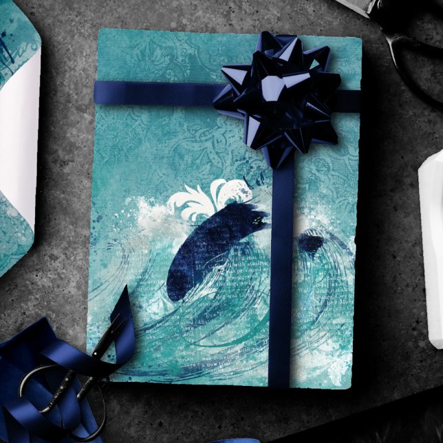 Wave Sublimation | Nautical Tidal Water Blue-Green Wrapping Paper (Creator Uploaded)