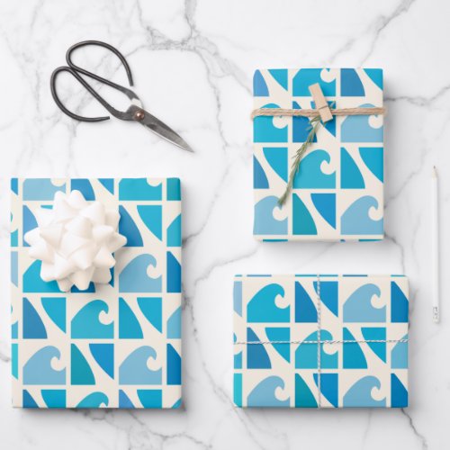 Wave Surf Retro Blue    Wrapping Paper Sheets