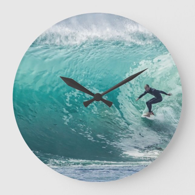 Wave, Surfer, Beautiful Landscape Wall Clock (Front)