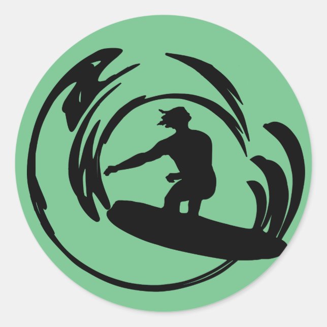 Wave Surfer Dude  Classic Round Sticker (Front)