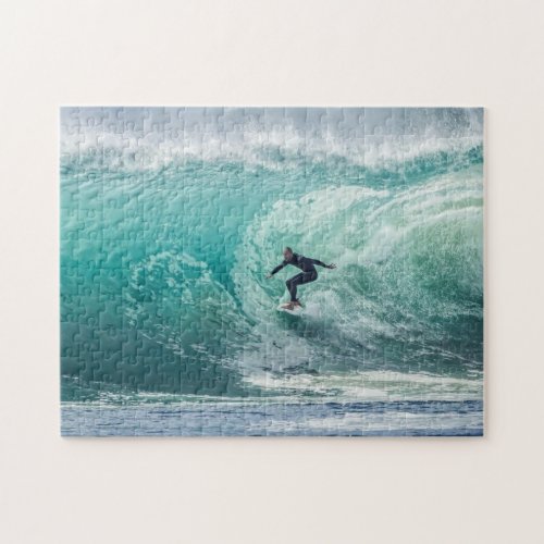 Wave Surfer Surfing Sports Blue Ocean Jigsaw Puzzle