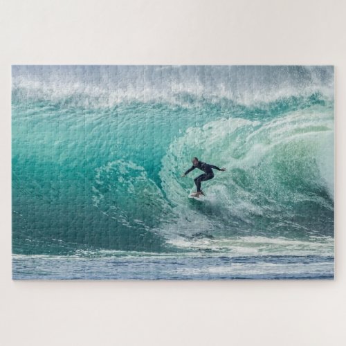 Wave Surfer Surfing Sports Blue Ocean Jigsaw Puzzle